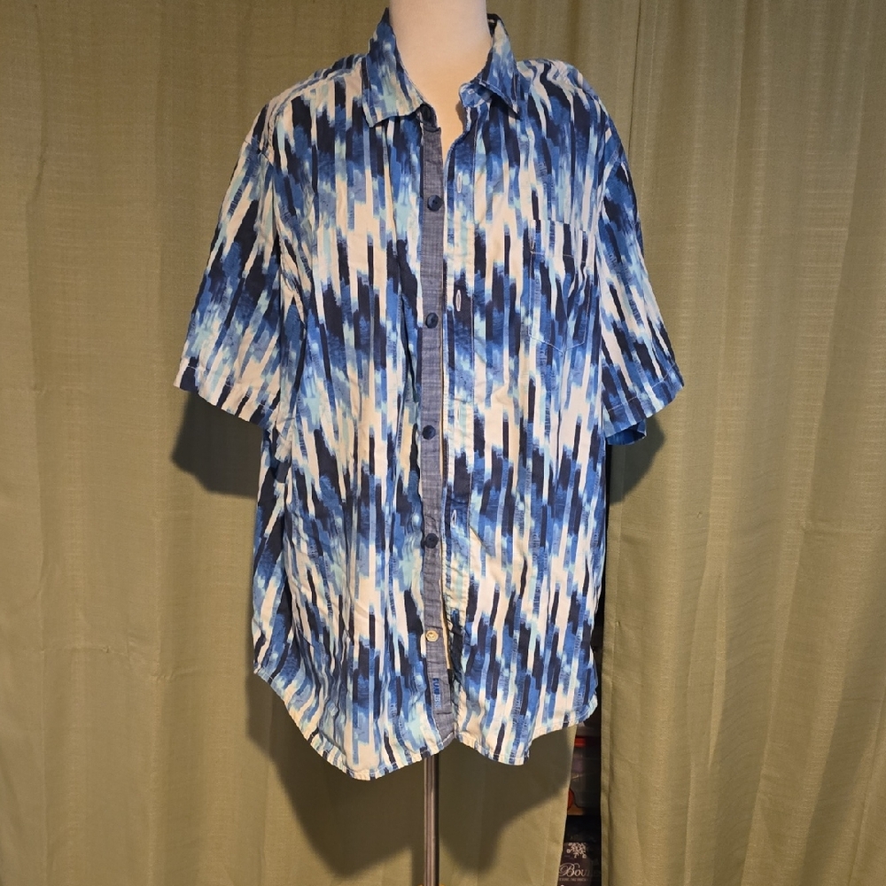 Tommy Bahama Mens Blue and White Striped Shirt Island Zone XXL